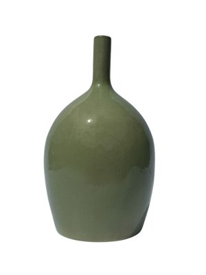Wazon 28cm ceramiczny szkliwiony zielony oliwkowy