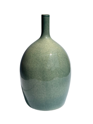 Wazon 28cm ceramiczny szkliwiony szmaragdowo szary